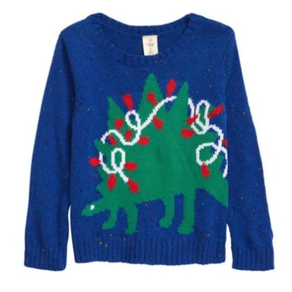 Tucker + Tate Babies Christmas sweater In Blue Surf Stegosaurus 3M NWT - Picture 1 of 7